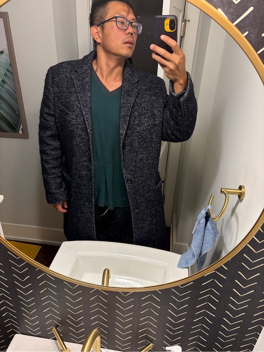 J. Crew Thompson Navy Marled Wool Pea Coat Size 46